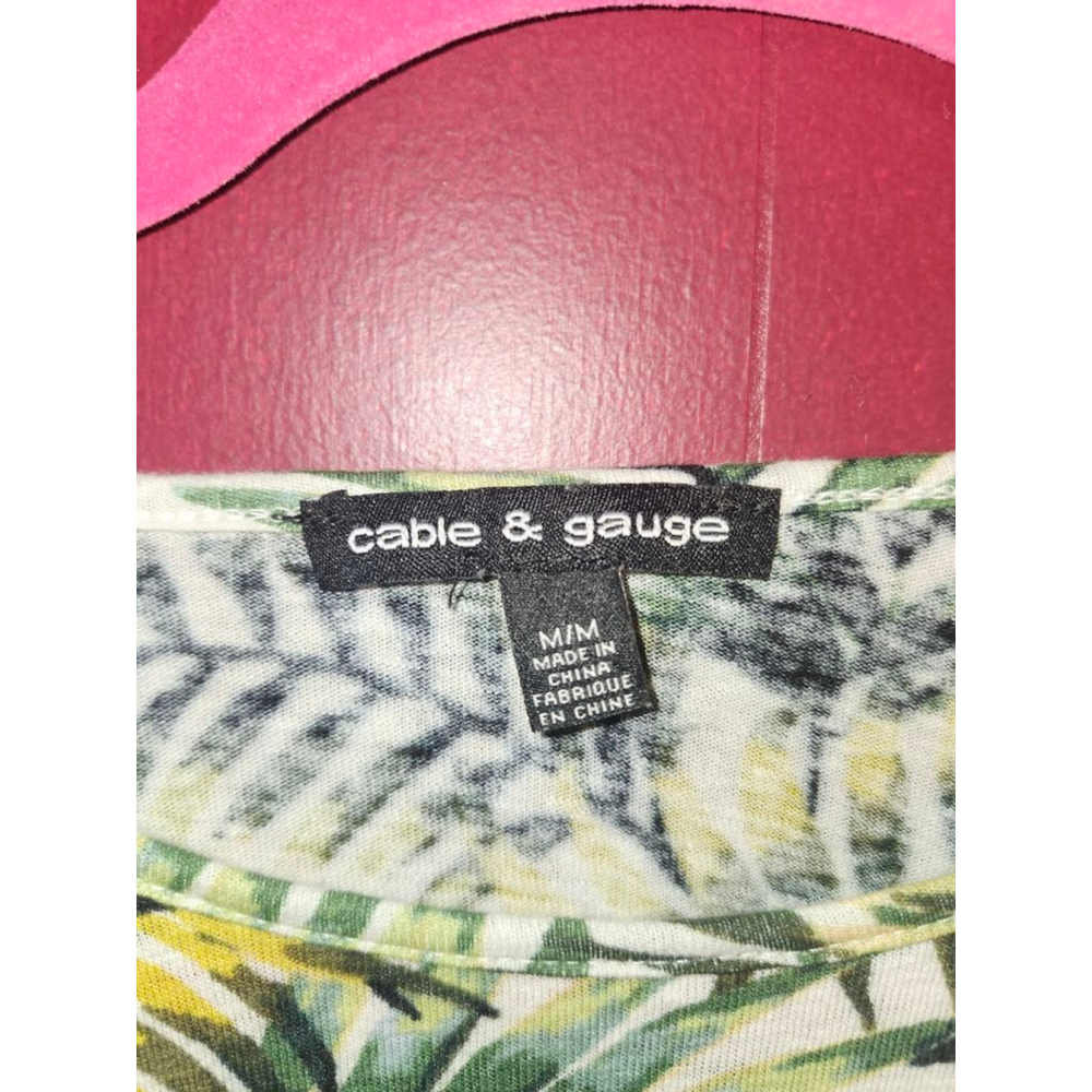 Women's Cable & Gauge Palm Print Tank Top M White Green - Picture 2 of 3